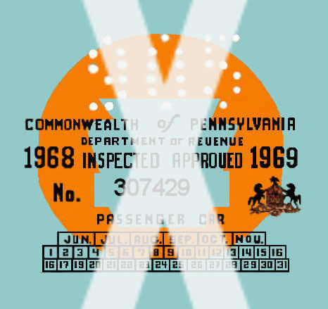 (image for) 1969 Pennsylvania INSPECTION Sticker Blue